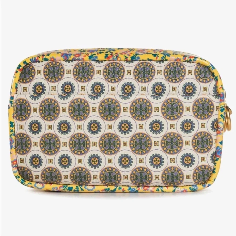 Tory Burch Perry Bombe Mini Crossbody Mixed Print Leather Bag Medallion Floral